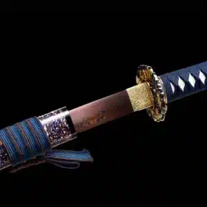 Handmade Japanese Tachi Sword Pattern Steel Red Blade Battle Ready Multi Colored Saya