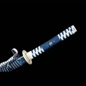 Handmade Japanese Tachi Sword T Steel Blade Full Tang Clay Tempered Blue Spot Saya