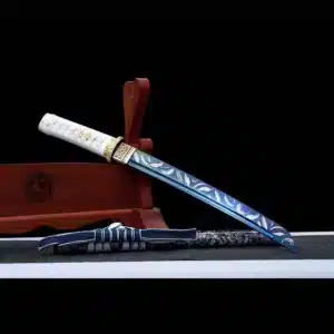 Handmade Japanese Tanto Sword High Manganese Steel Feather Pattern Blade White Spot Saya