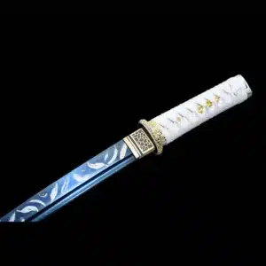 Handmade Japanese Tanto Sword High Manganese Steel Feather Pattern Blade White Spot Saya