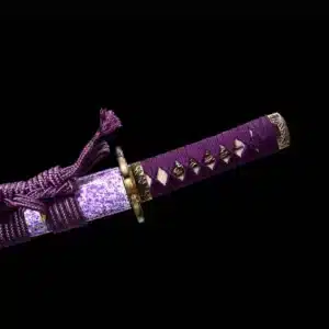 Handmade Japanese Tanto Sword High Manganese Steel Mirror Polished Blade Purple Saya