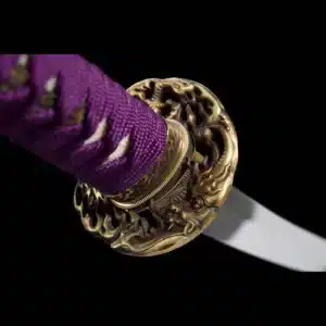 Handmade Japanese Tanto Sword High Manganese Steel Mirror Polished Blade Purple Saya