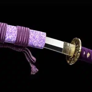 Handmade Japanese Tanto Sword High Manganese Steel Mirror Polished Blade Purple Saya