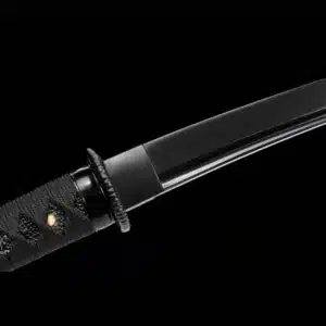 Handmade Japanese Tanto Sword High Manganese Steel With Bo Hi Black Blade And Silk Sageo Scabbard