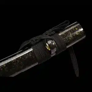 Handmade Japanese Tanto Sword High Manganese Steel With Bo Hi Black Blade And Silk Sageo Scabbard