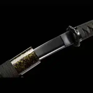 Handmade Japanese Tanto Sword High Manganese Steel With Bo Hi Black Blade And Silk Sageo Scabbard