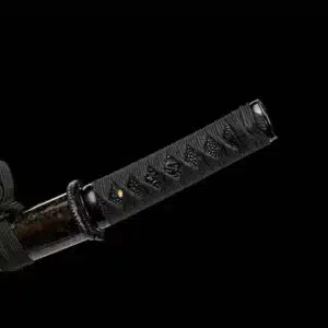 Handmade Japanese Tanto Sword High Manganese Steel With Bo Hi Black Blade And Silk Sageo Scabbard