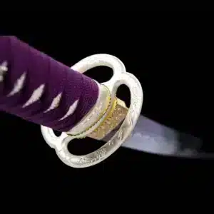 Handmade Japanese Tanto Sword High Manganese Steel With Grinding Hamon Blade And Purple Scabbard