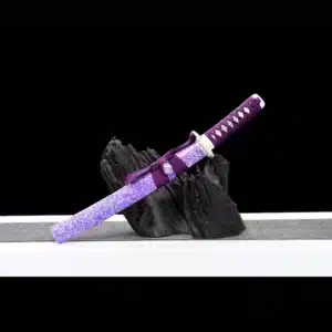 Handmade Japanese Tanto Sword High Manganese Steel With Grinding Hamon Blade And Purple Scabbard