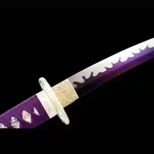 Handmade Japanese Tanto Sword High Manganese Steel With Grinding Hamon Blade And Purple Scabbard