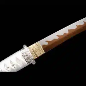 Handmade Japanese Tanto Sword High Manganese Steelgold Baked Blade With Hamon Gold Saya