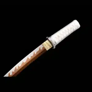 Handmade Japanese Tanto Sword High Manganese Steelgold Baked Blade With Hamon Gold Saya