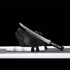 Handmade Japanese Tanto Sword Patter Steel Blade With Hamon White Dew White Saya