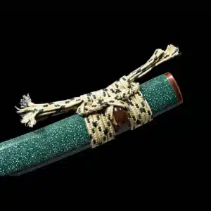 Handmade Japanese Tanto Sword T Steel Clay Tempered With Hamon Blade Green Saya