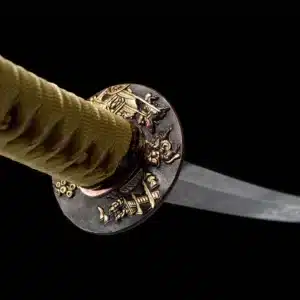 Handmade Japanese Tanto Sword T Steel Clay Tempered With Hamon Blade Green Saya