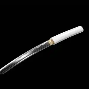 Handmade Japanese Wakizashi Laito Sword White Handler Carbon Steel Bladefull Tang White Scabbard