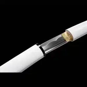 Handmade Japanese Wakizashi Laito Sword White Handler Carbon Steel Bladefull Tang White Scabbard