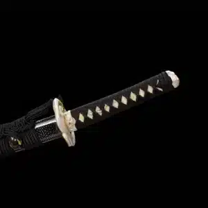 Handmade Japanese Wakizashi Sword High Manganese Steel Blade Hand Polishfull Tang Black Scabbard