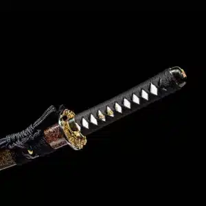 Handmade Japanese Wakizashi Sword Pattern Steel Purple Blade Full Tang With Multi Colored Scabbard