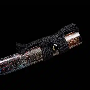 Handmade Japanese Wakizashi Sword Pattern Steel Purple Blade Full Tang With Multi Colored Scabbard