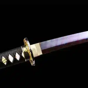 Handmade Japanese Wakizashi Sword Pattern Steel Purple Blade Full Tang With Multi Colored Scabbard