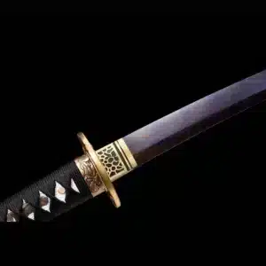 Handmade Japanese Wakizashi Sword Pattern Steel Red Blade Ray Skin Scabbard