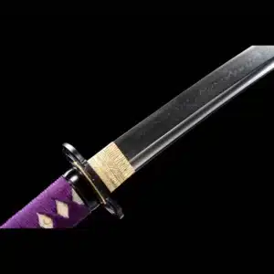 Handmade Japanese Wakizashi Sword T Steel Strong Full Tang Battle Ready Black Saya