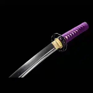 Handmade Japanese Wakizashi Sword T Steel Strong Full Tang Battle Ready Black Saya