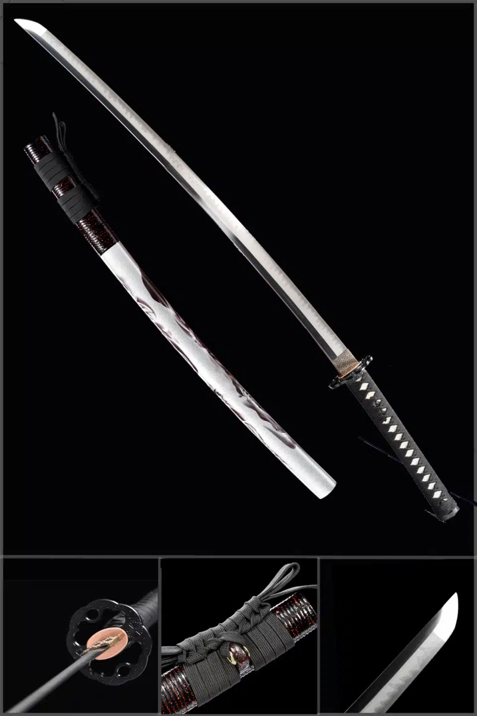 Handmadejapanesesamuraikatanat Steelbladefulltangclaytempered