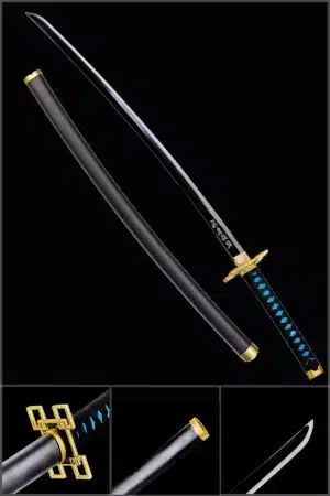 Muichiro Tokito Nichirin Katana Demon Slayer Anime Sword Carbon Steel Black Jpg