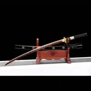 One Piece Roronoa Zoros Enma Sword Handmade Anime Katana Red Blade High Manganese Steel Black Saya