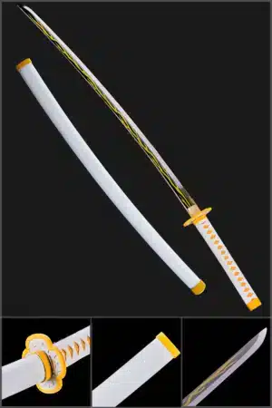 Zenitsu Agatsuma Nichirin Sword Demon Slayer Anime Katana Carbon Steel Yellowjpg